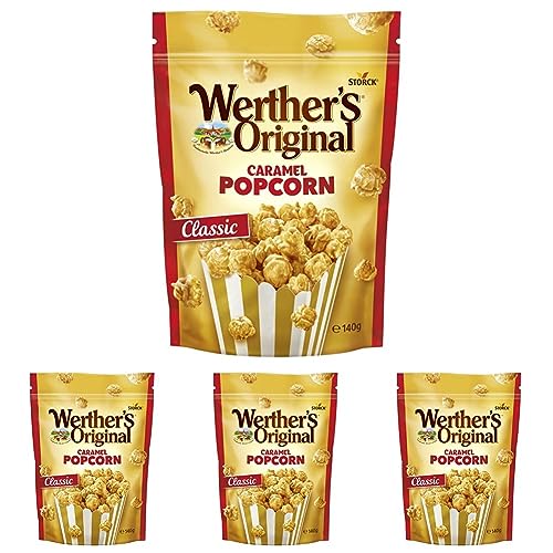 Werther's Original Caramel Popcorn Classic – 1 x 140g – Popcorn mit Sahne-Karamell-Überzug (Packung mit 4) von Werther's Original
