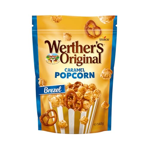 Werther's Original Caramel Popcorn Brezel – 1 x 140g – Popcorn und Laugengebäck mit Sahne-Karamell-Meersalz-Überzug von Werther's Original