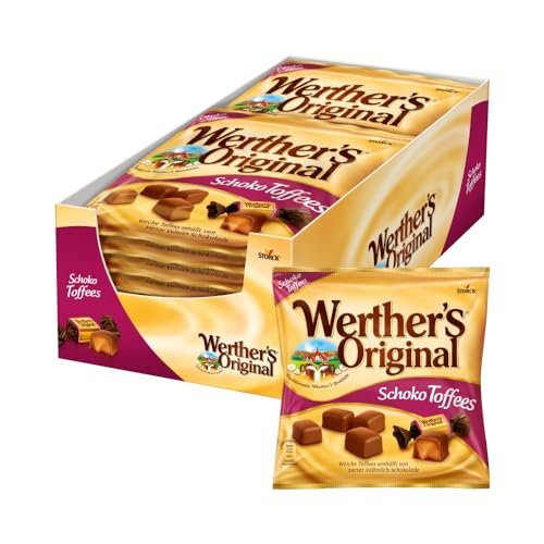 Werther's Original Schoko Toffees – 15 x 180g – Karamelltoffees mit Vollmilchschokolade (30 Prozent) überzogen von Werther's Original