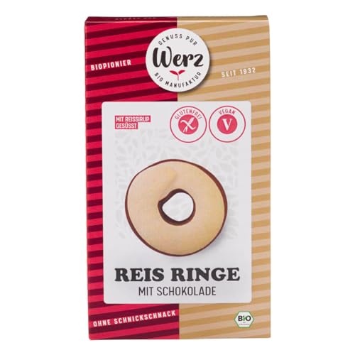 WERZ Reis-Ringe mit Glasur nach Schokoart, Vollkorn-Keks, glutenfrei 110g von Werz