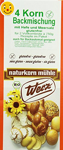 Werz 4-Korn-VK-Backmischung mit Hefe glutenfrei 5er Pack (5 x 1 kg Karton) - Bio von Werz