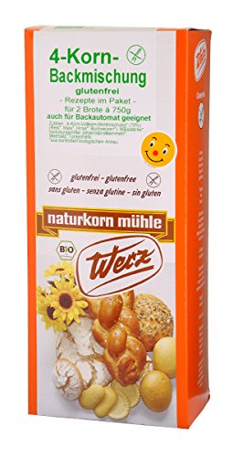 Werz 4-Korn-VK-Backmischung mit Hefe glutenfrei, 1er Pack (1 x 1 kg Karton) - Bio von Werz