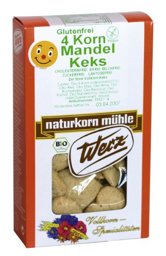 Werz 4-Korn-Vollkorn-Natur-Keks glutenfrei, 4er Pack (4 x 150 g Packung) von Werz