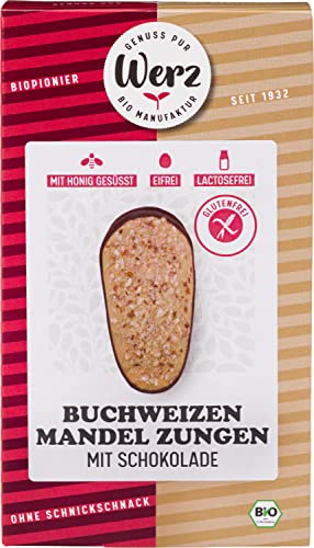 Werz Bio Buchweizen Mandel Zungen m. Schokolade, glutenfrei (6 x 150 gr) von Werz