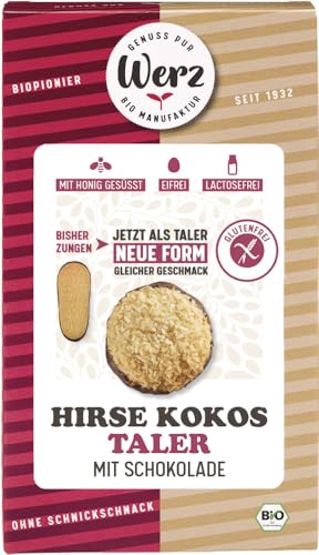 Werz Bio Hirse Kokos Zungen mit Schokolade, glutenfrei (2 x 150 gr) von Werz