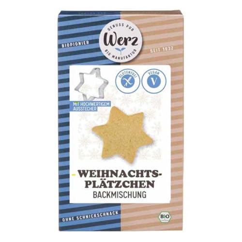 Werz Plätzchen Backmischung Vollkorn mit Sternausstecher, 500g, 12er Pack von Werz