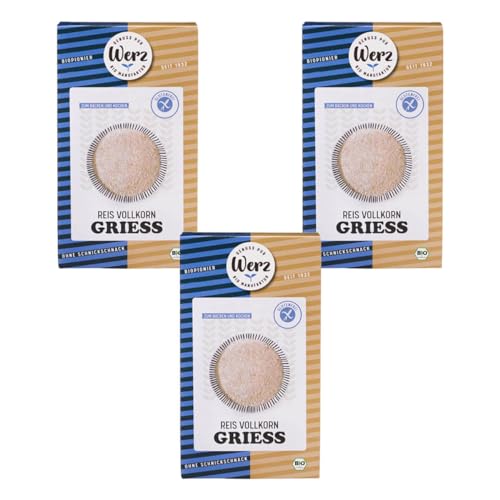 Werz Reis-Grieß glutenfrei, 3er Pack (3 x 250 g Packung) - Bio von Werz
