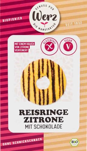 Werz Bio Reis Ringe Zitrone mit Schokolade Vollkorn-Kekse glutenfrei, 110 g von Werz