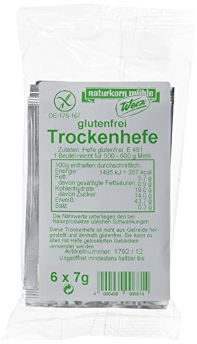 Werz Trockenhefe glutenfrei 6 Beutel á 7gr., 3er Pack (3 x 42 g Beutel) von Werz