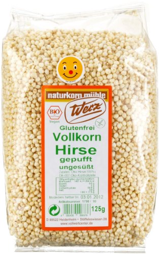 Werz Vollkorn-Hirse gepufft ungesüßt, glutenfrei, 10er Pack (10x 125 g Beutel) - Bio von Werz