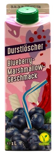 Durstlöscher Blueberry-Marshmallow Erfrischungsgetränk, 8er Pack (8 x 1 l) von WeserGold