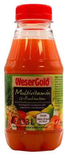 WeserGold Multivitamin 12-Fruchtnektar, 24er Pack (24 x 0.33 l) EINWEG von WeserGold