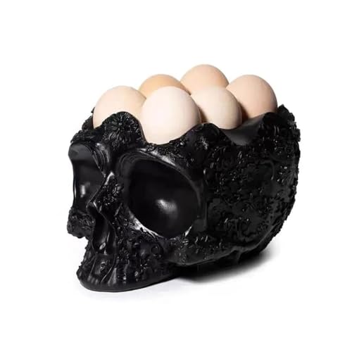 Totenkopf-Eierhalter, Eierbehälter, Totenkopf-Eierständer, Totenkopf-Eierhalter im Gothic-Stil, Totenkopf-Dekor, schwarzer Totenkopf-Eier-Organizer, Halloween-Küchendekoration, for Küche Totenkopf-Eierhalter, Eierbehälter, Totenkopf-Eierständer, Totenkopf-Eierhalter im Gothic-Stil, Totenkopf-Dekor, schwarzer Totenkopf-Eier-Organizer, Halloween-Küchendekoration, for Küche von Whbbbj