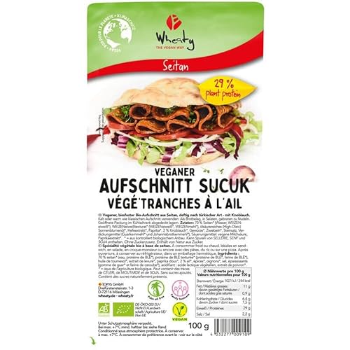 Wheaty Veganer Aufschnitt Sucuk - Bio - 100g x 10-10er Pack VPE von Wheaty