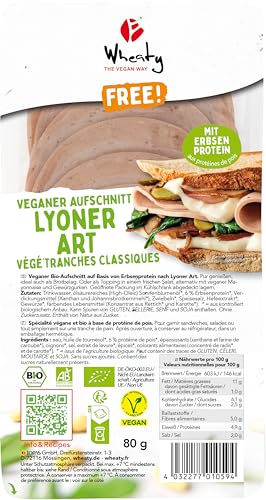 Wheaty Veganer Bio-Aufschnitt Lyoner Art (6 x 80 gr) von Wheaty