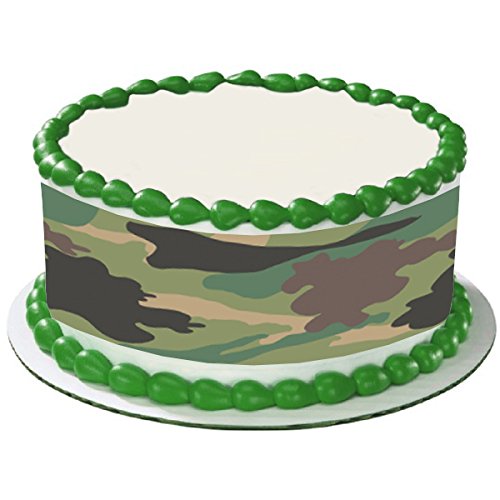 CAMO CAMOUFLAGE ARMY GREEN TRANDITIONAL HUNTING HUNTER CAKE SIDE STRIPS Cake Topper Edible Icing Image by Whimsical Practicality von Whimsical Practicality