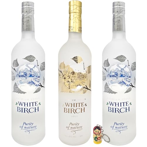 Esnado Set - White Birch Vodka - 1x Gold, 2x White Birch, 40% vol. (3x0,5L) + Esnado Matroschka Anhänger von Sattie