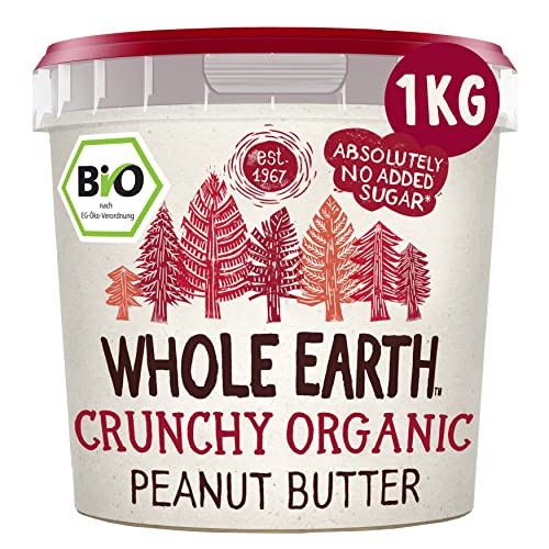 Whole Earth Bio Erdnussbutter | Peanut Butter | Crunchy | 1kg | Vegan | ohne Palmöl | ohne zugesetzten Zucker | Protein | Perfekt für Sportler von Whole Earth