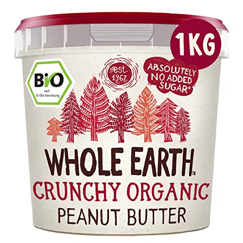 Whole Earth Bio Erdnussbutter Crunchy | Peanut Butter | Vegan | Naturprodukt ohne Palmöl | ohne zugesetzten Zucker | Protein | Perfekt für Sportler | 1kg von Whole Earth