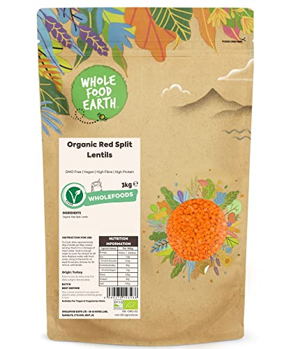 Wholefood Earth Bio-Rotgespaltene Linsen 3kg | GVO-frei | Vegan | Ballaststoffreich | Proteinreich | Zertifiziert biologisch Wholefood Earth Bio-Rotgespaltene Linsen 3kg | GVO-frei | Vegan | Ballaststoffreich | Proteinreich | Zertifiziert biologisch von Wholefood Earth