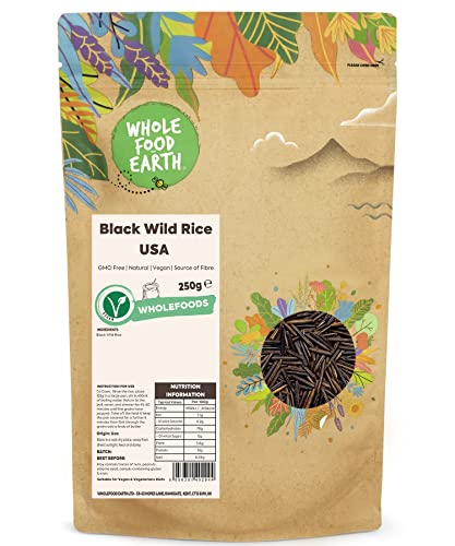Wholefood Earth Black Wild Rice USA GMO Frei - Natürlich - Vegan - Milchfrei - Ohne Zusatz von Zucker, 250 g von Wholefood Earth