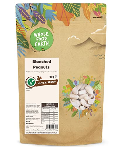 Wholefood Earth Blanched Peanuts – GMO frei – Vegan – Milchfrei – Ohne Zuckerzusatz, 3 kg von Wholefood Earth