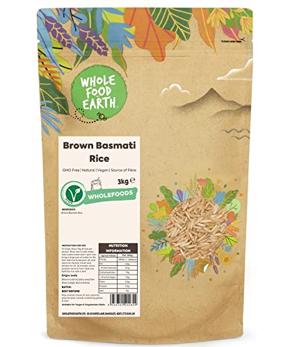 Wholefood Earth Brauner Basmati-Reis – GMO frei – natürlich – vegan – Milchfrei – ohne Zuckerzusatz, 3 kg von Wholefood Earth