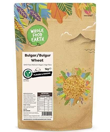 Wholefood Earth Bulgar/Bulgur Weizen - GMO frei - natürlich - vegan - Milchfrei - ohne Zuckerzusatz, 1 kg von Wholefood Earth