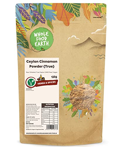 Wholefood Earth Ceylon Zimtpulver – True – Raw – GMO frei – True Ceylon – Srilanka – 125 g von Wholefood Earth