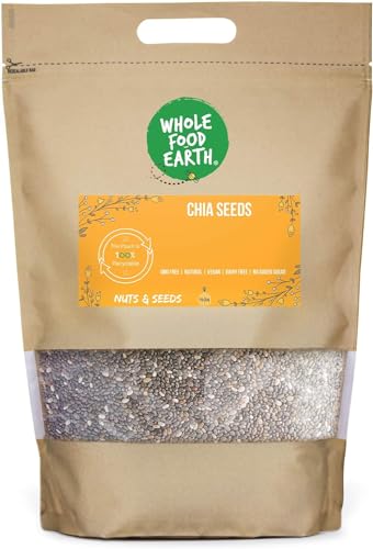 Wholefood Earth Chia Seeds 2 kg | GMO Free | Natural | High Fibre | High Protein von Wholefood Earth