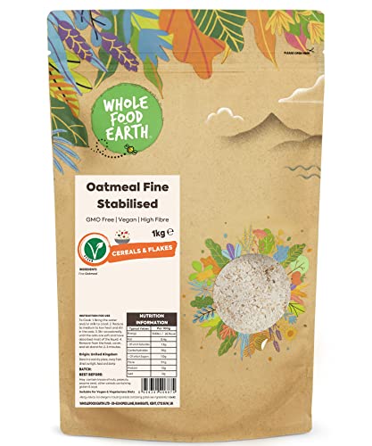 Wholefood Earth Haferflocken fein - GMO frei - Vegan - Milchfrei - Ohne Zuckerzusatz 1kg von Wholefood Earth