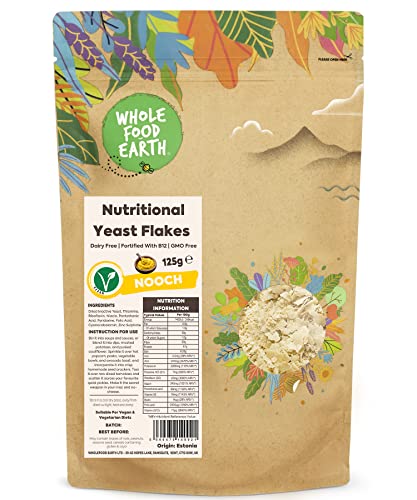 Burxoe Ernährungshefe-Flocken, 125 g, mit B12, milchfrei, gentechnikfrei von Wholefood Earth