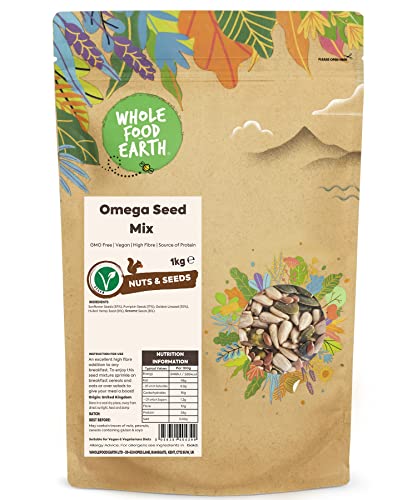 Wholefood Earth Omega-Samenmischung – GVO-frei – Vegan – Milchfrei – ohne Zuckerzusatz – 1 kg von Wholefood Earth