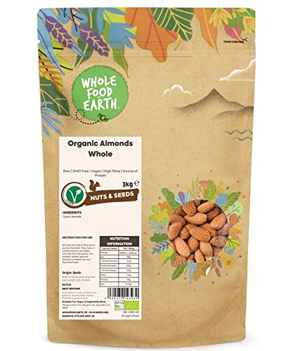 Wholefood Earth Organic Almonds Whole – 3 kg | Raw | GMO Free | Vegan | High Fibre | Source of Protein | Certified Organic Wholefood Earth Organic Almonds Whole – 3 kg | Raw | GMO Free | Vegan | High Fibre | Source of Protein | Certified Organic von Wholefood Earth