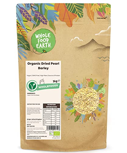 Wholefood Earth Organic Dried Pearl Barley 3kg Vegan | GMO Free | High Fibre | Source of Protein | Certified Organic Wholefood Earth Organic Dried Pearl Barley 3kg Vegan | GMO Free | High Fibre | Source of Protein | Certified Organic von Wholefood Earth