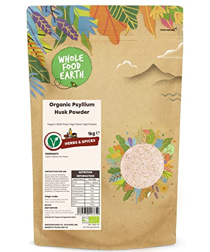 Wholefood Earth Organic Psyllium Husk Powder 1kg Vegan | GMO Free | High Fibre | High Protein | Certified Organic von Wholefood Earth