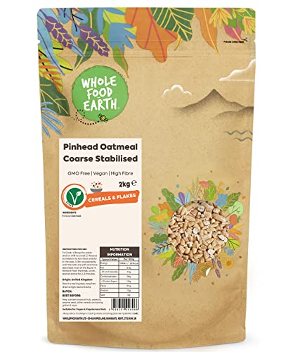 Wholefood Earth Pinhead Oatmeal Coarse Stabilised 2 kg | GMO Free | High Fibre von Wholefood Earth