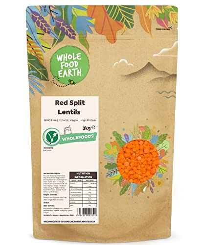Wholefood Earth Red Split Lentils 3 kg | GMO Free | Natural | High Protein Wholefood Earth Red Split Lentils 3 kg | GMO Free | Natural | High Protein von Wholefood Earth