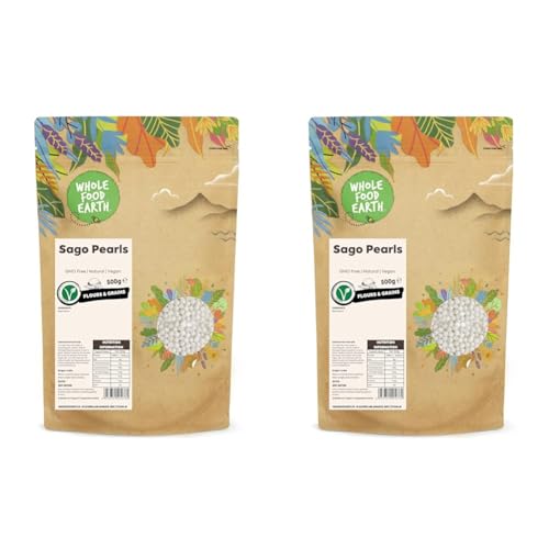 Wholefood Earth Sago Pearls - GMO Frei - Natürlich - Vegan - Milchfrei - Ohne Zusatz von Zucker, 500g (Packung mit 2) von Wholefood Earth