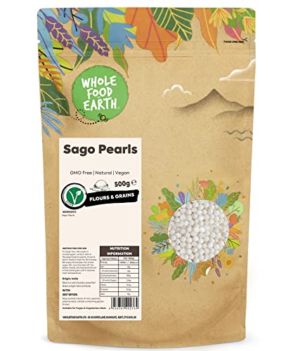 Wholefood Earth Sago Pearls - GMO Frei - Natürlich - Vegan - Milchfrei - Ohne Zusatz von Zucker, 500g Wholefood Earth Sago Pearls - GMO Frei - Natürlich - Vegan - Milchfrei - Ohne Zusatz von Zucker, 500g von Wholefood Earth