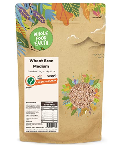 Wholefood Earth Weizenkleie mittel - GMO frei - Vegan - Milchfrei - Ohne Zusatz von Zucker, 500 g von Wholefood Earth
