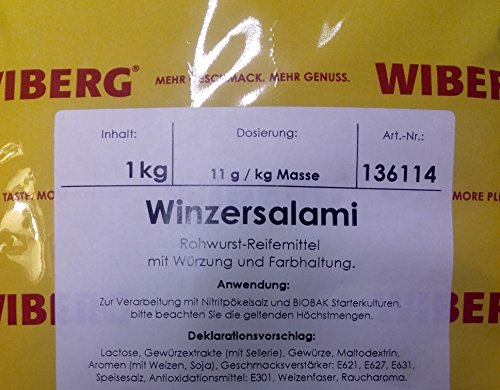 Wiberg Winzersalami OA, 1kg, Reifemittel mit Würzung und Umrötung, Gewürz von Wiberg