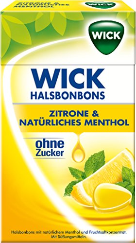 Wick Zitrone & Natürliches Menthol ohne Zucker, 10er Pack (10 x 46 g) von WICK