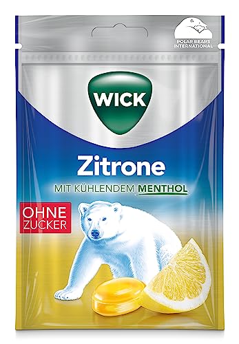 WICK Hustenbonbons Zitrone und natürliches Menthol ohne Zucker Vorratspack – Wohltuendes Hustenbonbon mit Zitronensaft und Menthol für ein tiefes Atemerlebnis – 20er Pack (20 x 72 g) von WICK