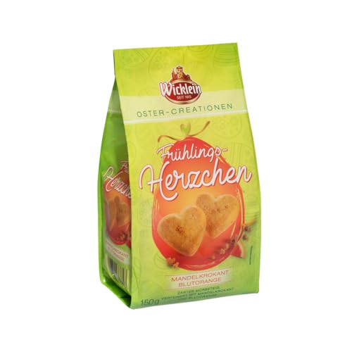 Wicklein Frühlingsherzchen Mandelkrokant Blutorange Mürbeteig 150g von Wicklein