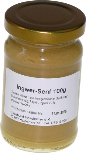 Wiedemer – fruchtig-pikanter Ingwersenf aus frischer Zubereitung mit ausgewählten natürlichen veganen Zutaten – 1 Glas á 100ml Gourmet Senf für Fisch, Suppe, Asiatisch, Salatdressing u.v.m. Wiedemer – fruchtig-pikanter Ingwersenf aus frischer Zubereitung mit ausgewählten natürlichen veganen Zutaten – 1 Glas á 100ml Gourmet Senf für Fisch, Suppe, Asiatisch, Salatdressing u.v.m. von Wiedemer
