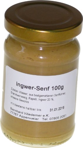 Wiedemer – fruchtig-pikanter Ingwersenf aus frischer Zubereitung mit ausgewählten natürlichen veganen Zutaten – 1 Glas á 100g Gourmet Senf für Fisch, Suppe, Asiatisch, Salatdressing u.v.m. von Wiedemer