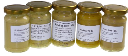 Wiedemer - Gourmet Senf Set "Gourmet" fünf unserer beliebten Senf-Variationen von süß bis scharf in einem Set - 5 x 100ml Wiedemer - Gourmet Senf Set "Gourmet" fünf unserer beliebten Senf-Variationen von süß bis scharf in einem Set - 5 x 100ml von Wiedemer