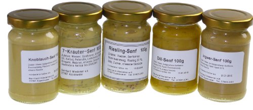 Wiedemer - Gourmet Senf Set "Gourmet" fünf unserer beliebten Senf-Variationen von süß bis scharf in einem Set - 5 x 100g von Wiedemer