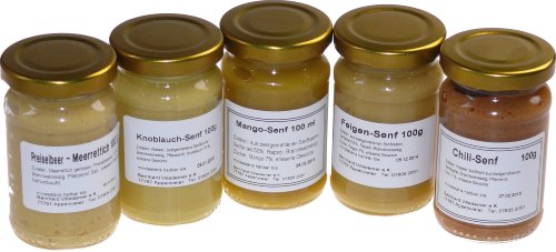 Wiedemer - Gourmet Senf Set "Raclette" fünf unserer beliebten Senf-Variationen von süß bis scharf in einem Set - 5 x 100ml Wiedemer - Gourmet Senf Set "Raclette" fünf unserer beliebten Senf-Variationen von süß bis scharf in einem Set - 5 x 100ml von Wiedemer